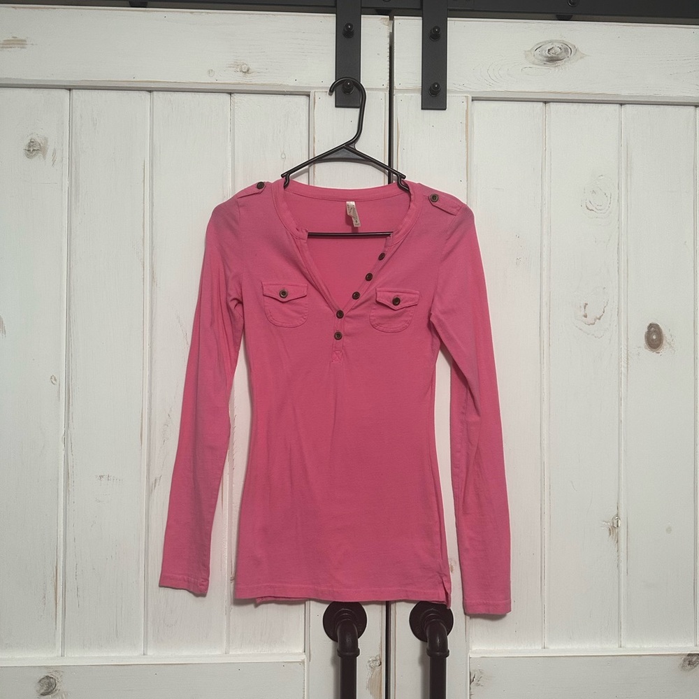 Super cute Pink Shirt with button Accents